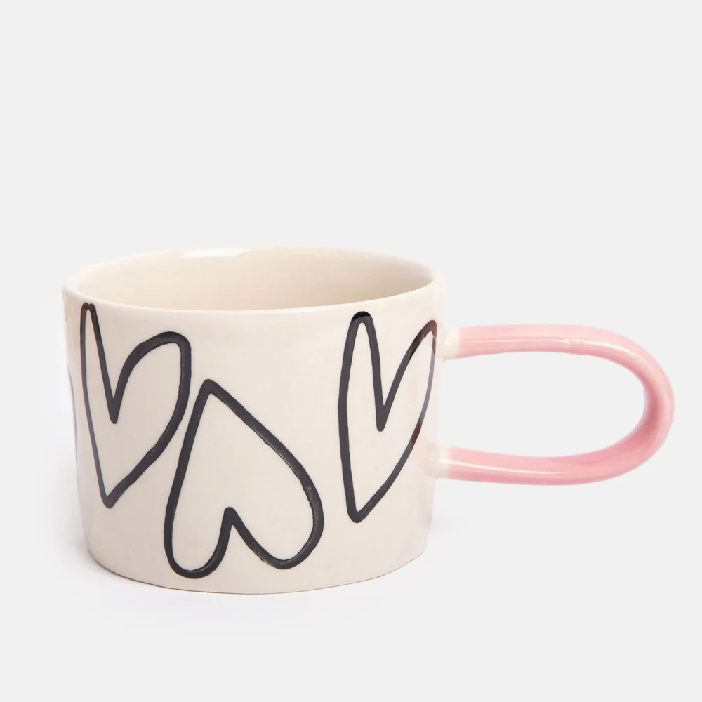 Outline Hearts Ceramic Mug