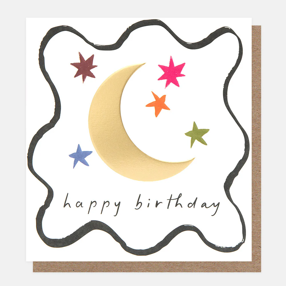 Moon & Stars Squiggle Birthday Card