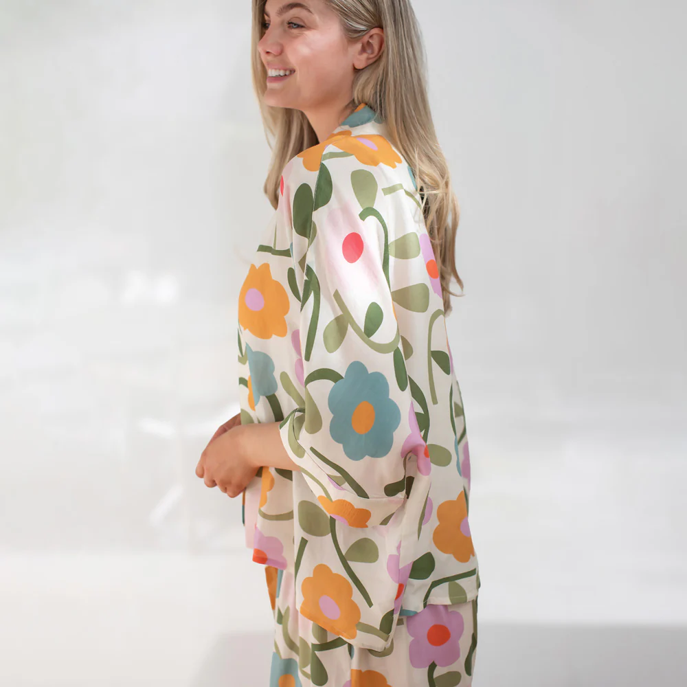 Multi Bloom Viscose Short Kimono - Image 3