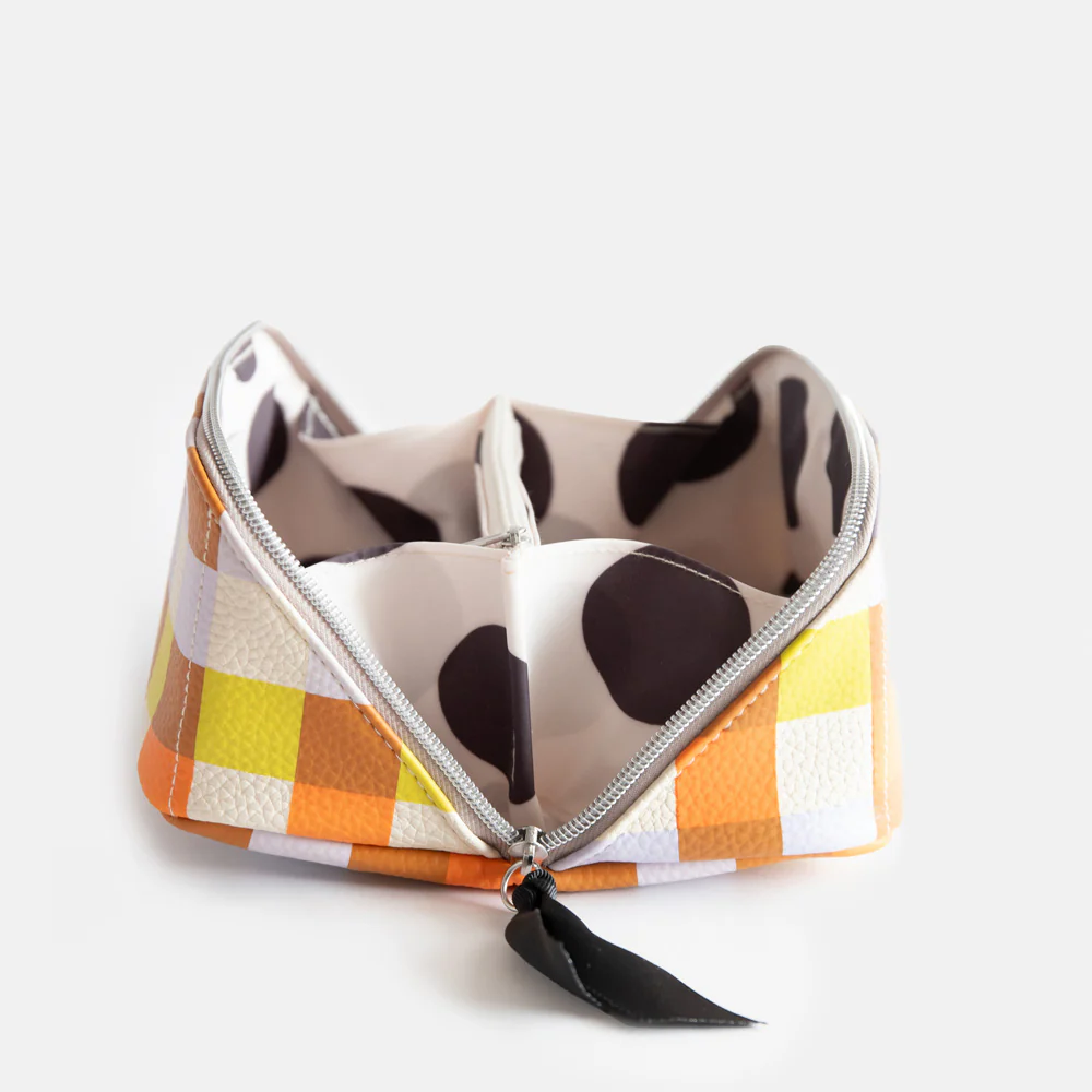 Multi Check Flat Lay Cosmetic Bag - Image 3