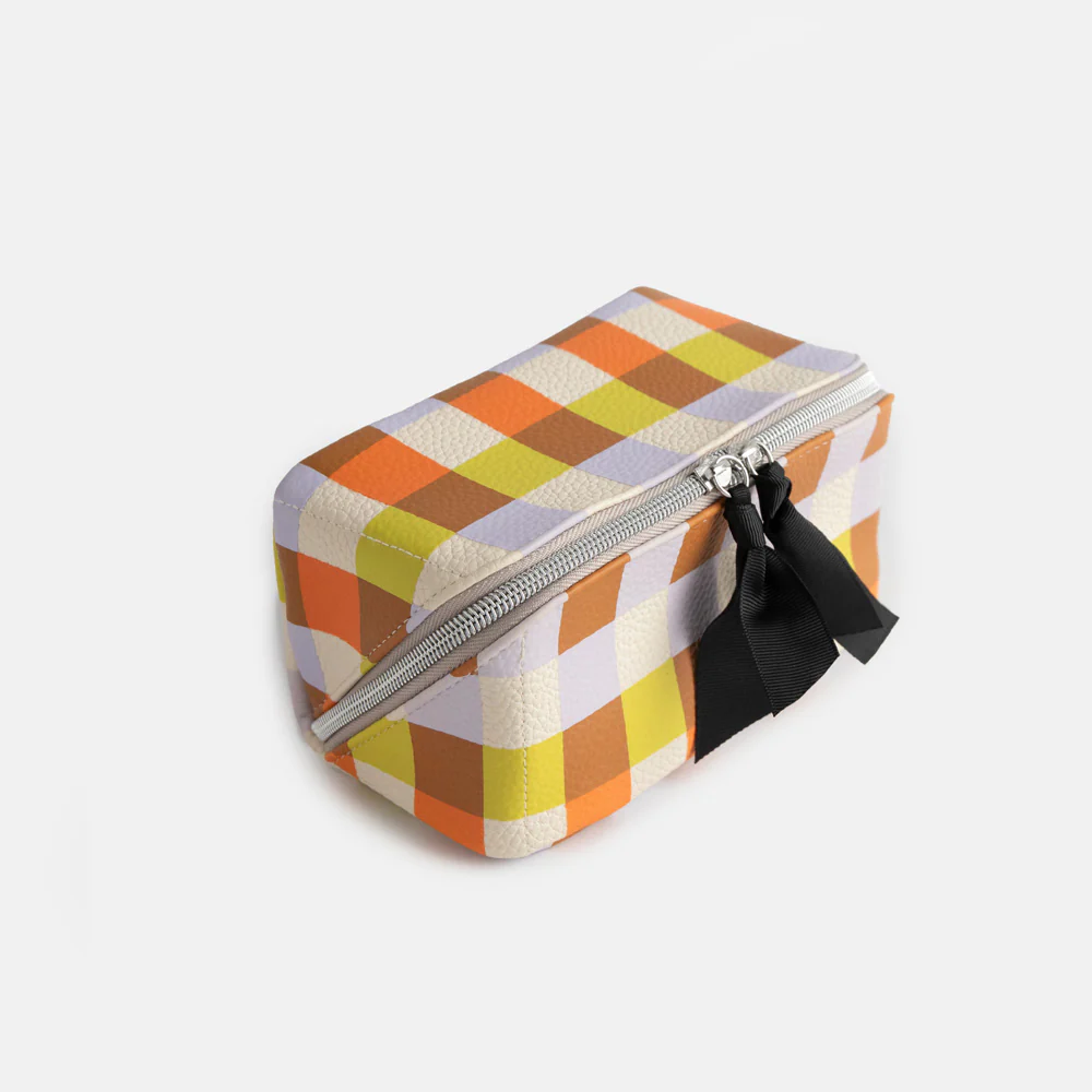 Multi Check Flat Lay Cosmetic Bag - Image 5