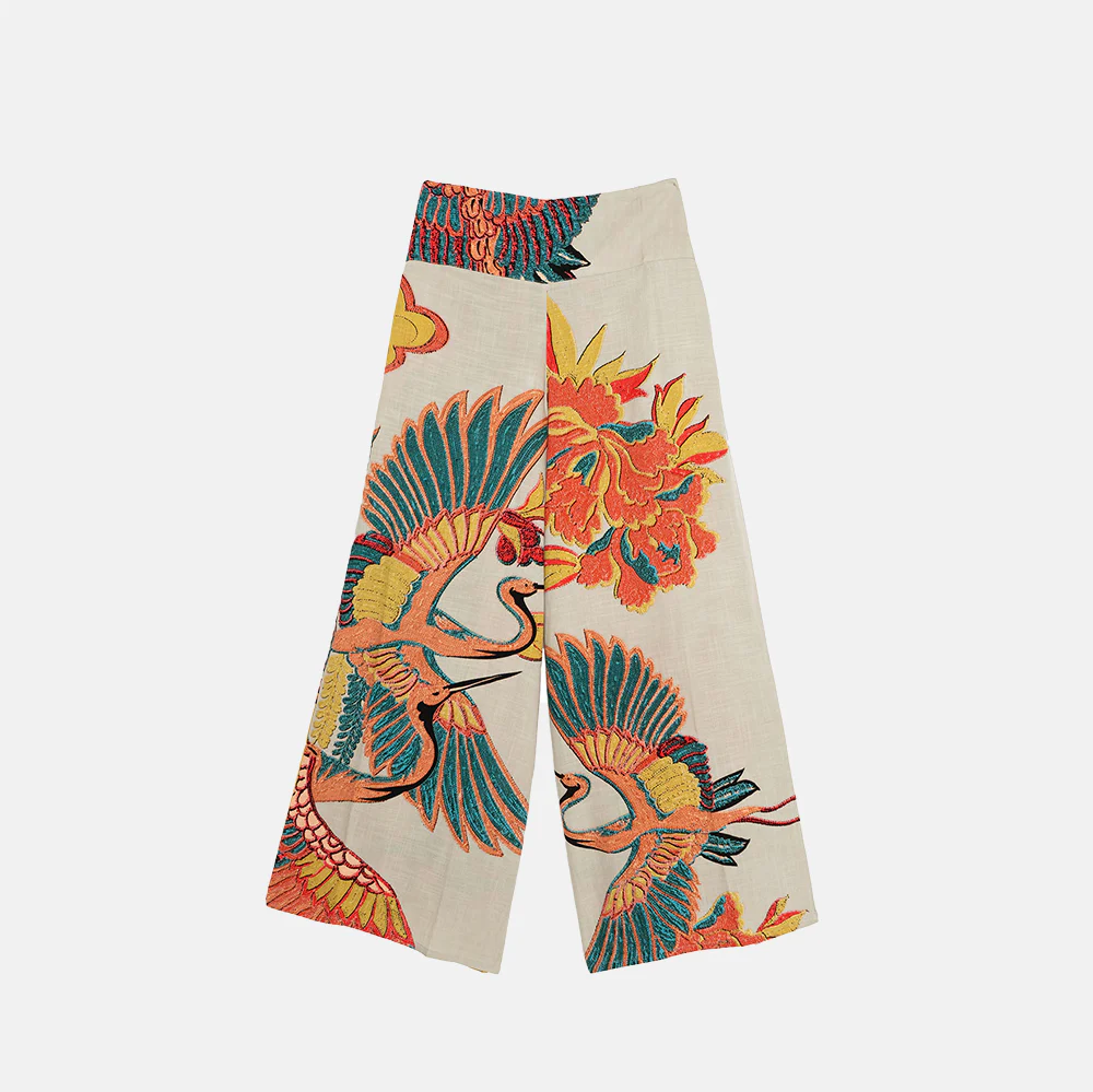 Multi Crane Palazzo Pants