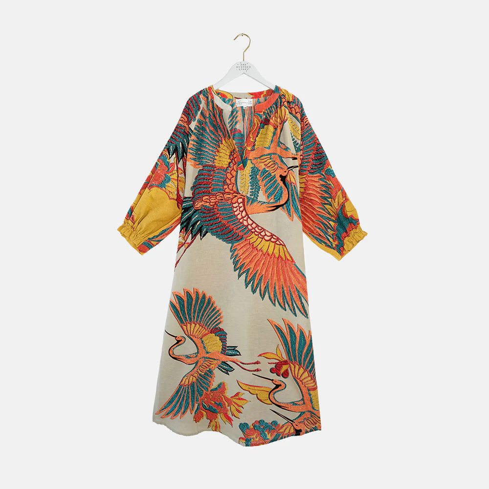 Multi Crane Raglan Dress