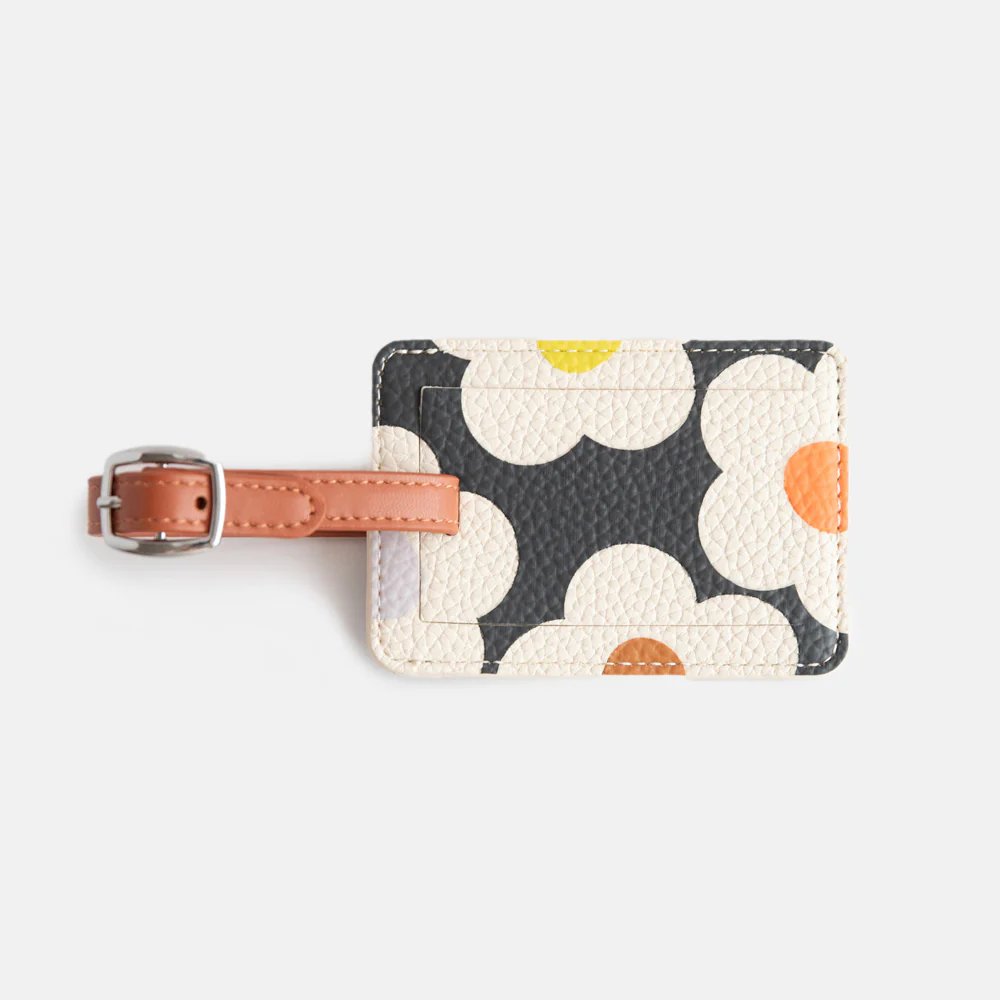 Multi Flower Charcoal Luggage Tag
