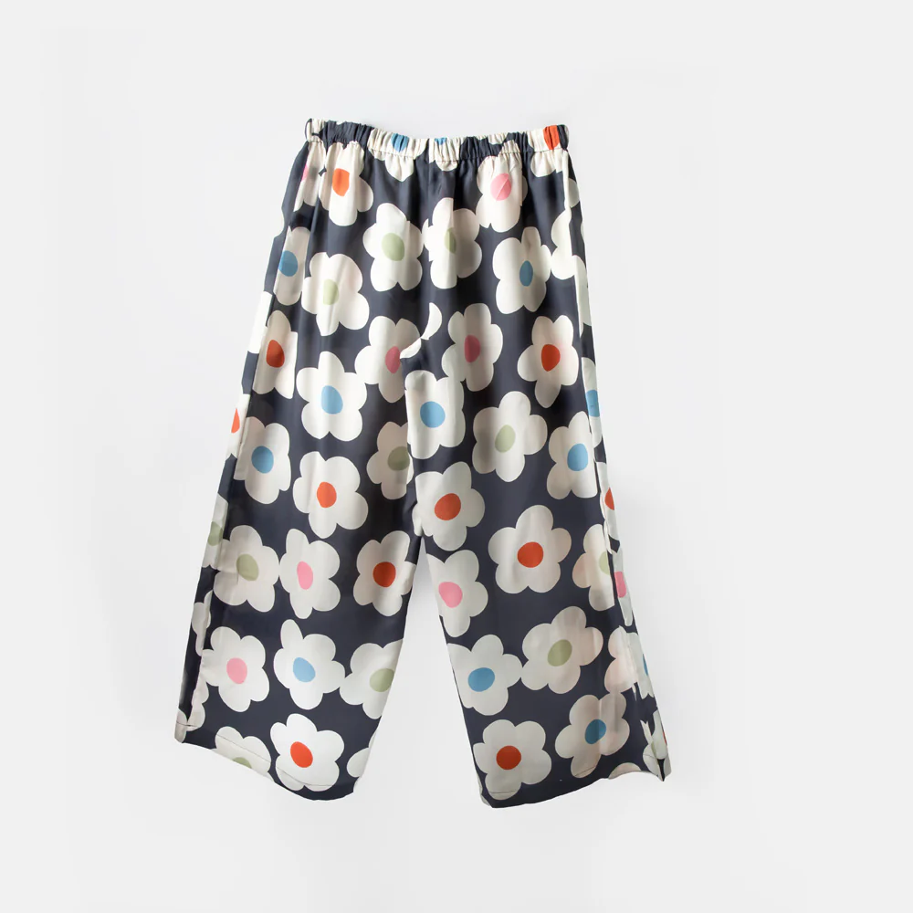 Multi Flower Charcoal Viscose Palazzo Pant - Image 6