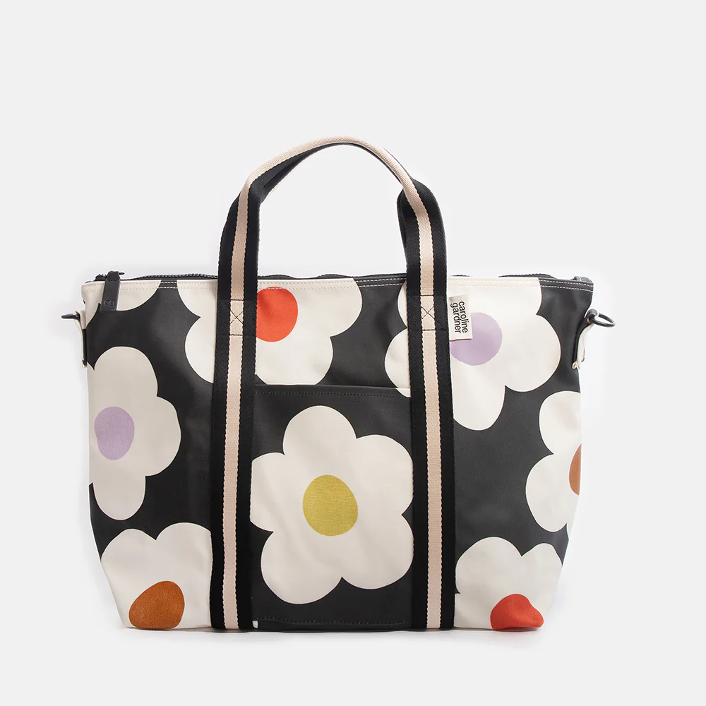 Multi Flower Charcoal Weekend Bag