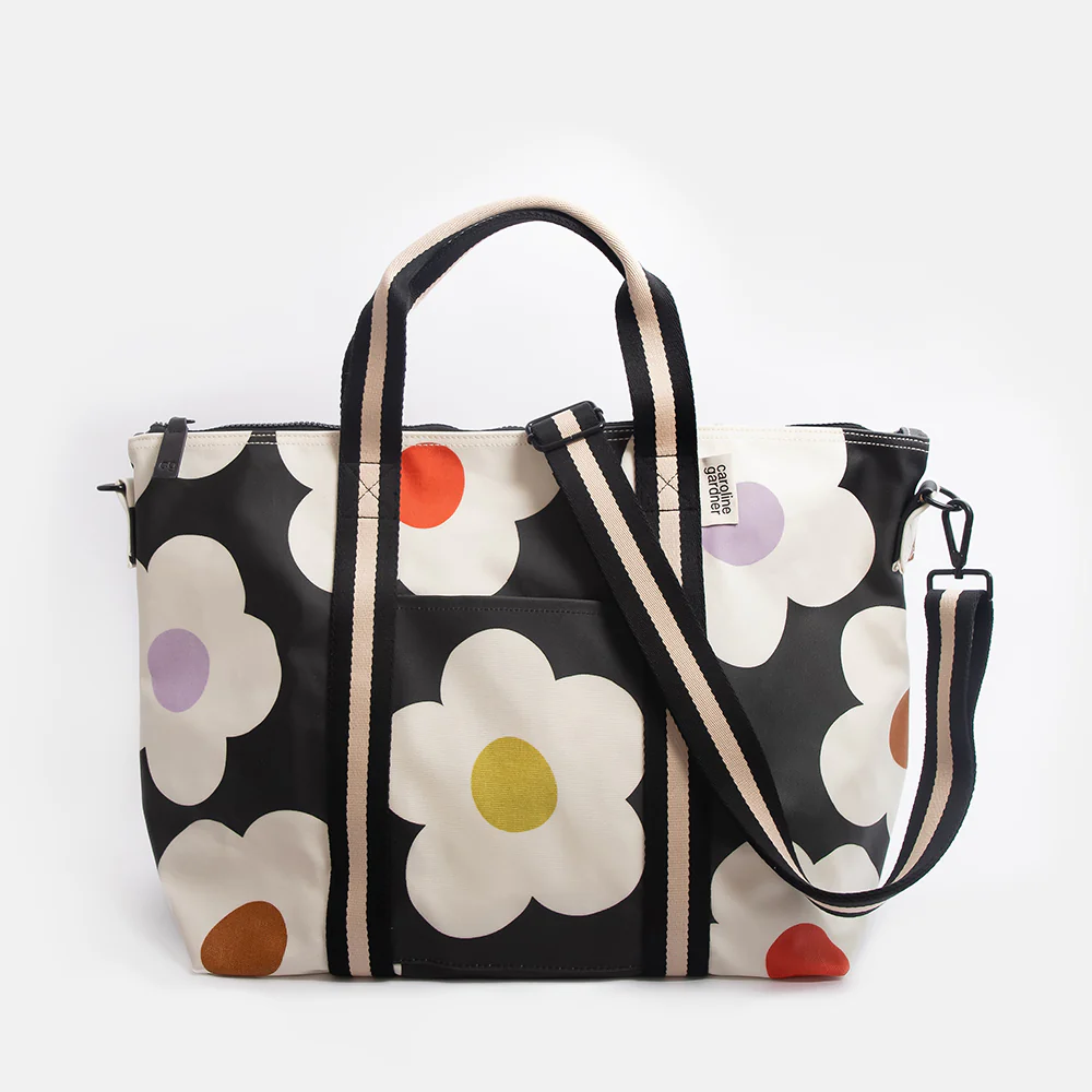 Multi Flower Charcoal Weekend Bag - Image 2