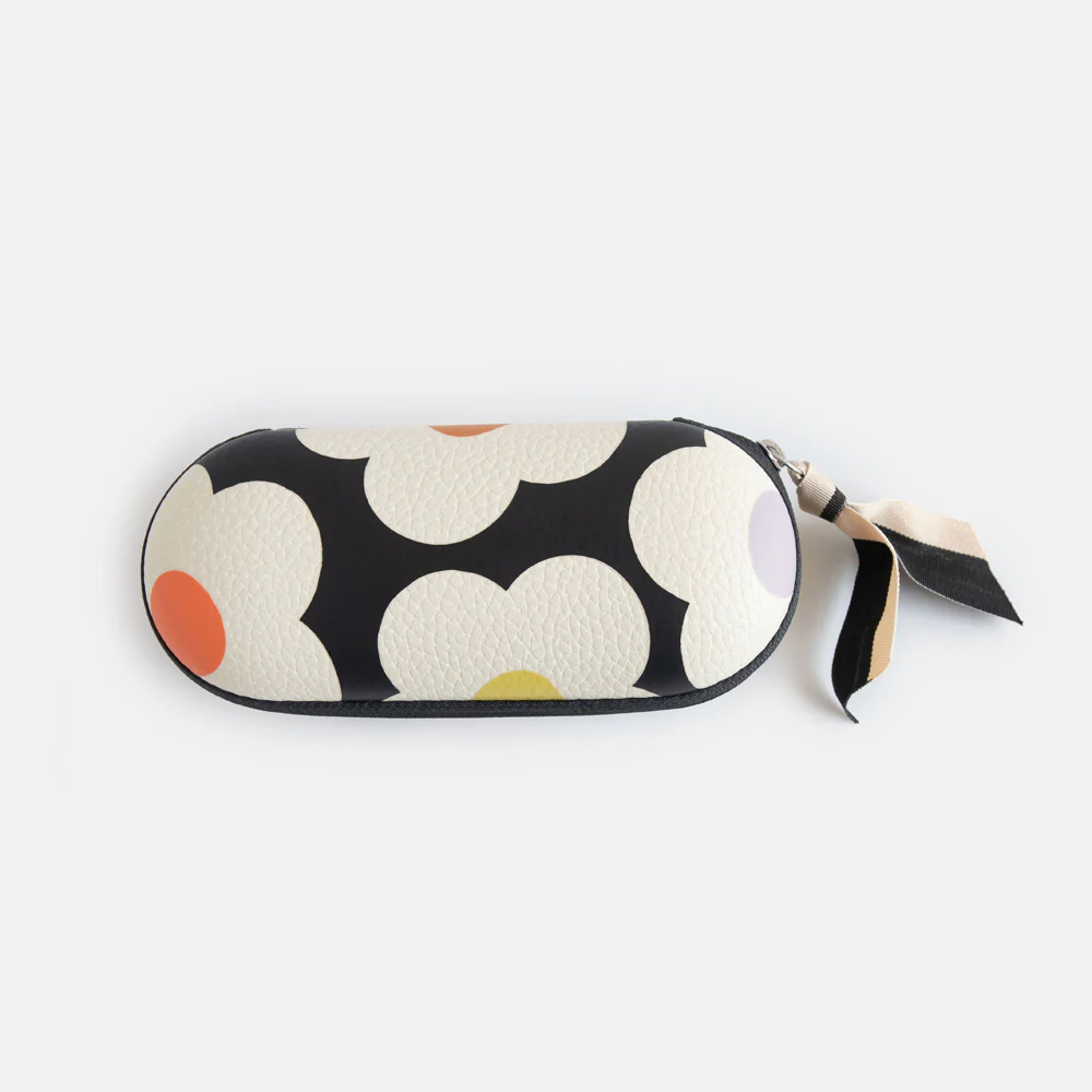 Multi Flower Charcoal Zip Around Glasses Case