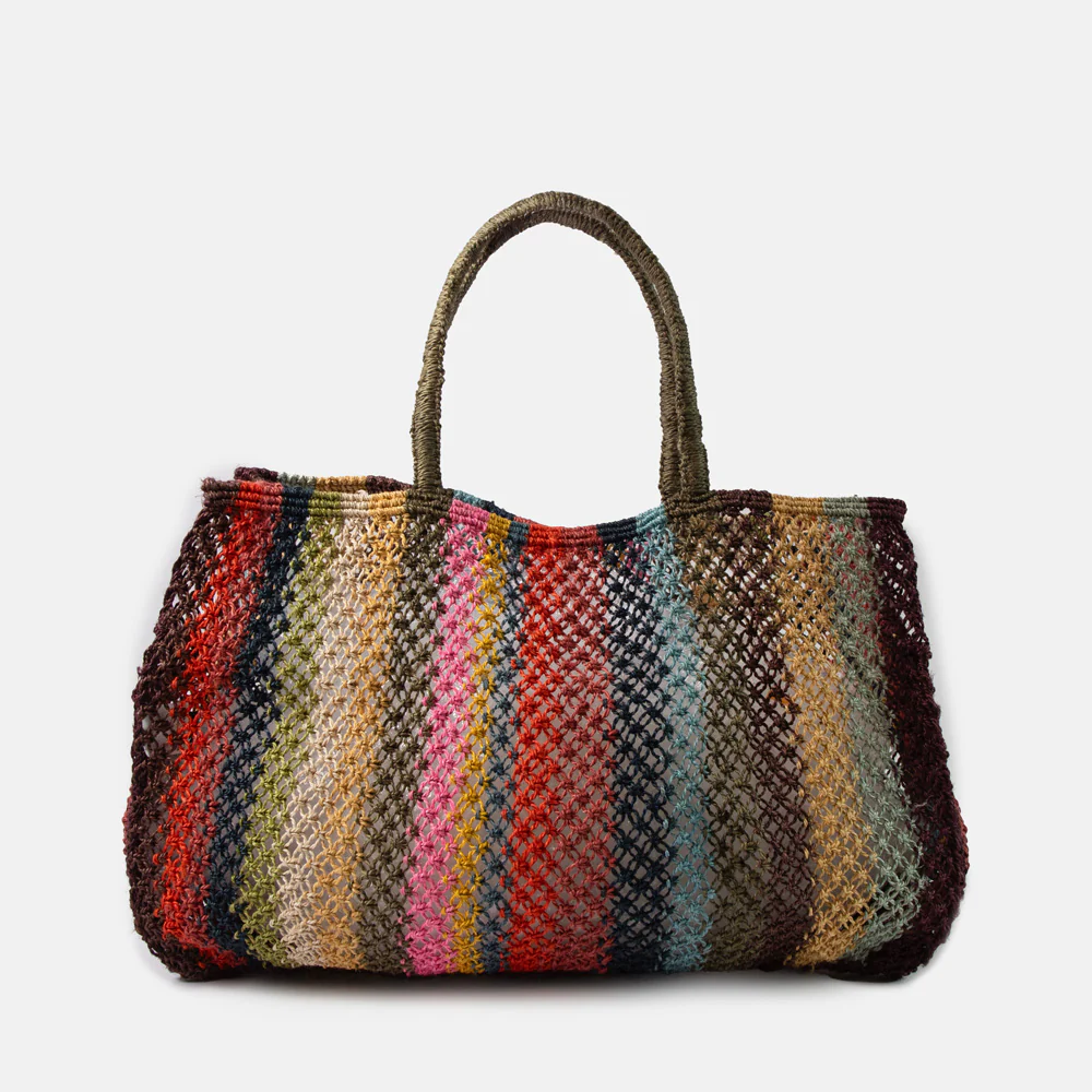 Multi Stripe Jute Shopper Bag