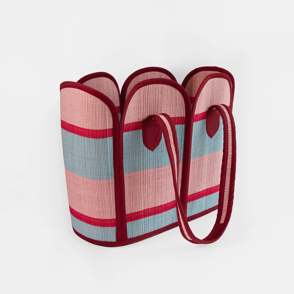 Blue/Pink/Burgundy Woven Tote Bag - Image 3