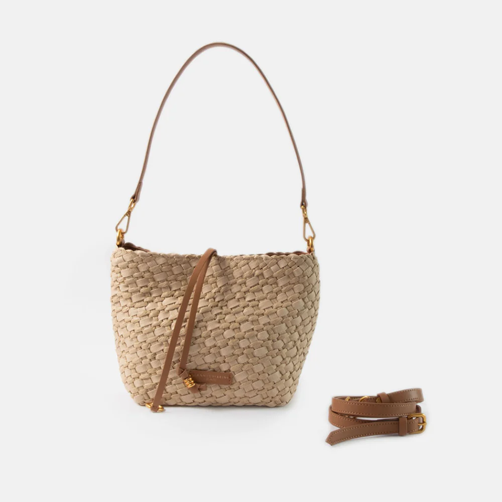 Natural Woven Straw/Canvas Mercy Bag