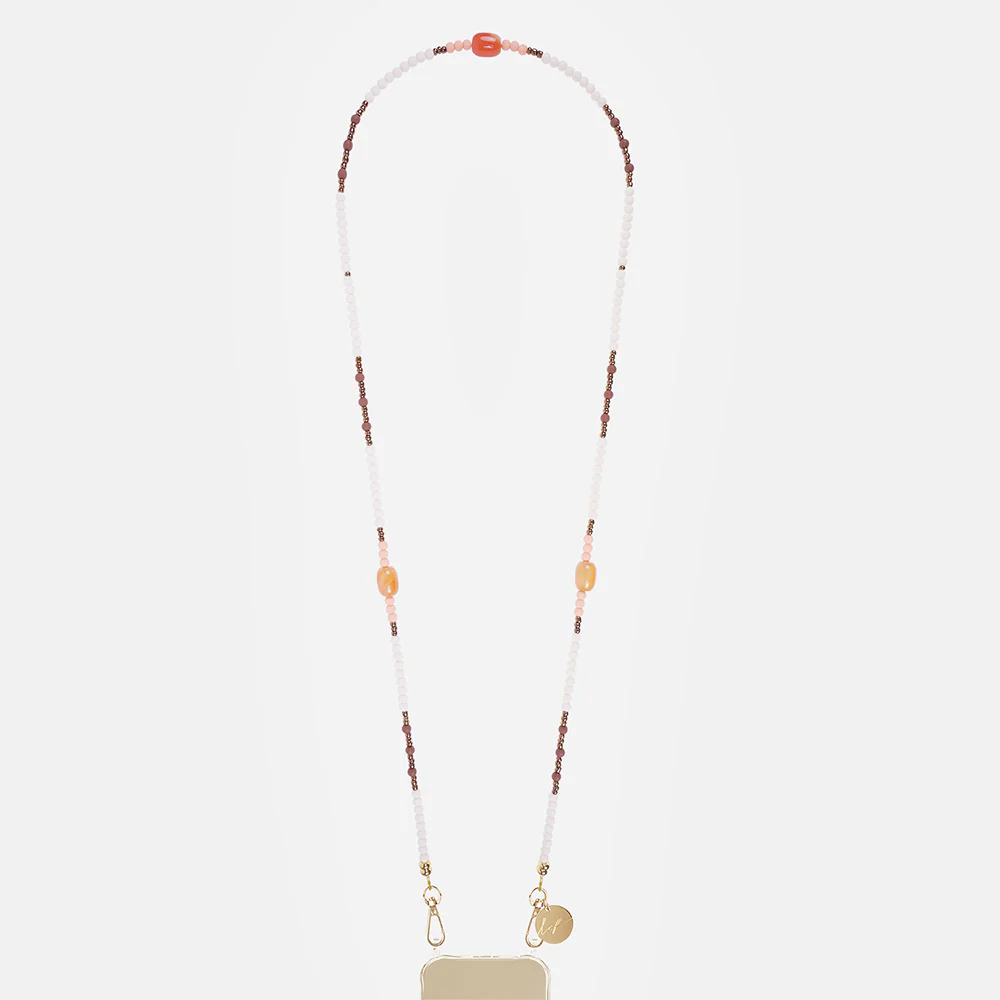 Neya White/Bronze Beaded Phone Strap