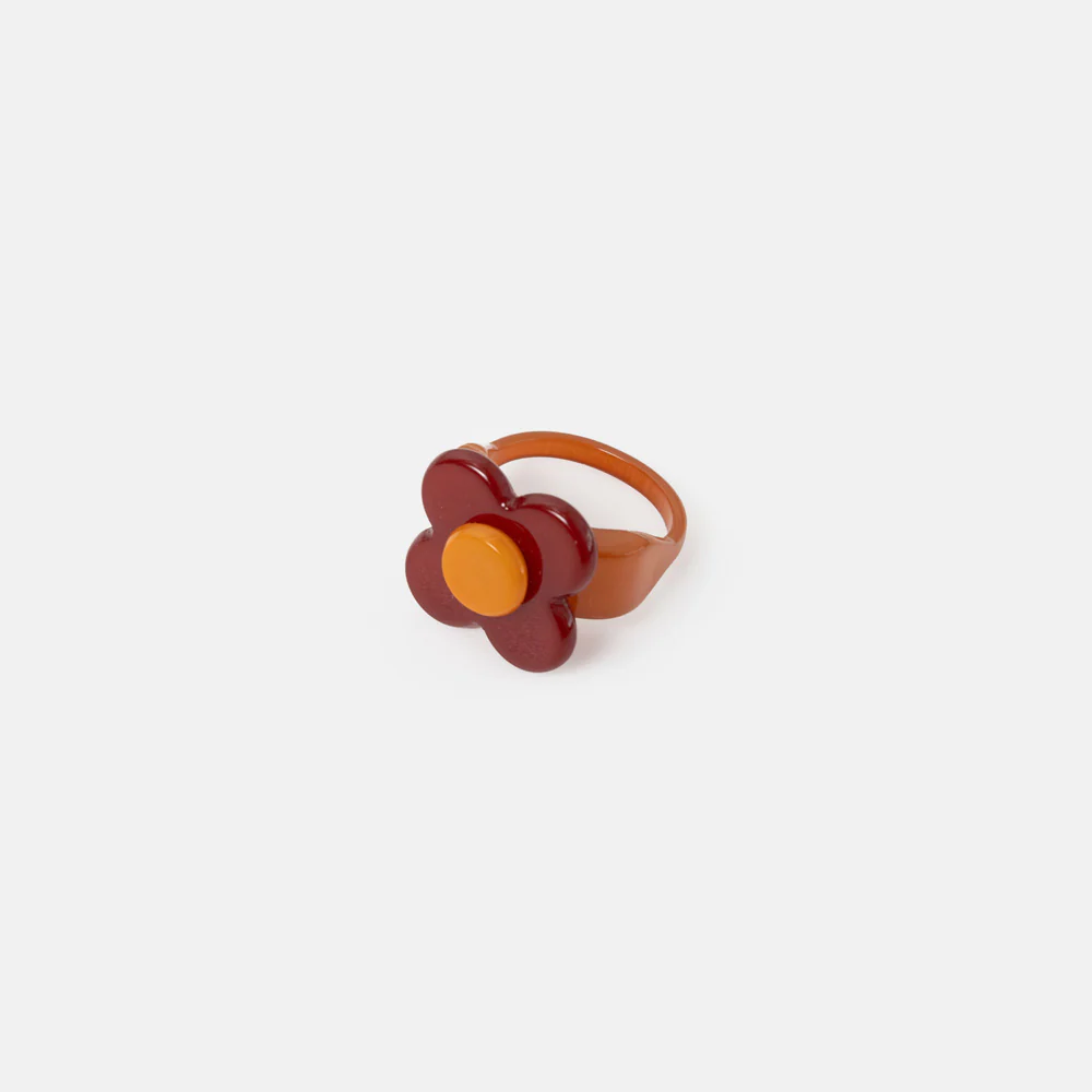 Orange/Brown Flower Ring