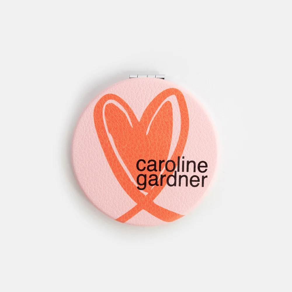 Orange Heart Round Pocket Mirror - Image 3