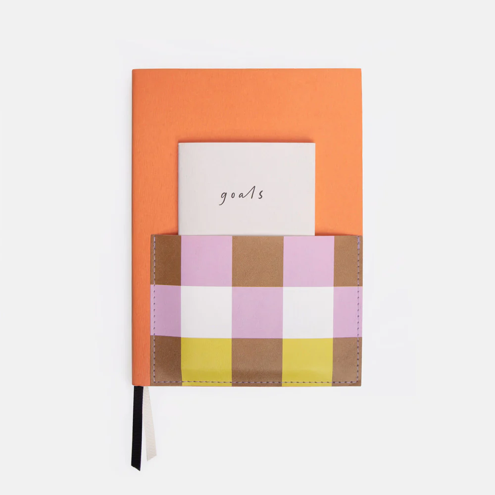 Orange/Multi Check Journal Set