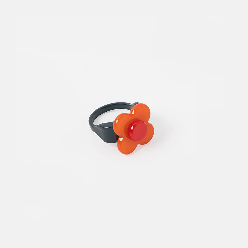 Orange/Navy Flower Ring