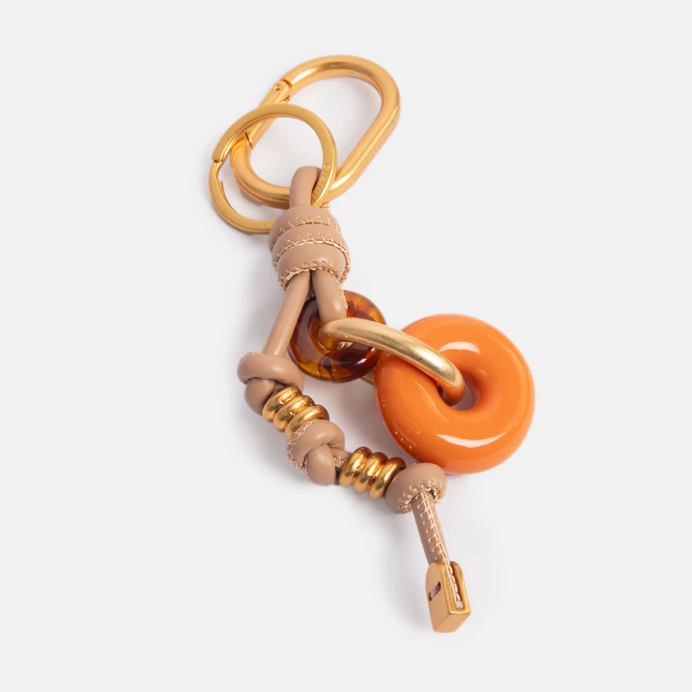 Orange Ring Resin & Leather Bag Charm - Image 2