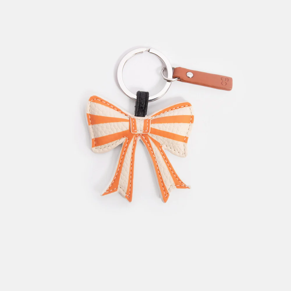 Orange Striped Bow Keyring
