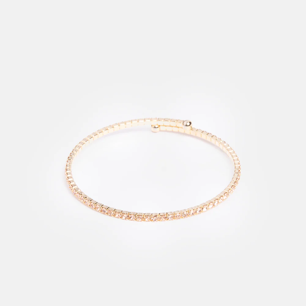 Peach & Gold Crystal Slim Bangle
