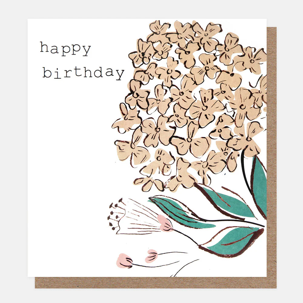 Peach Hydrangea Birthday Card