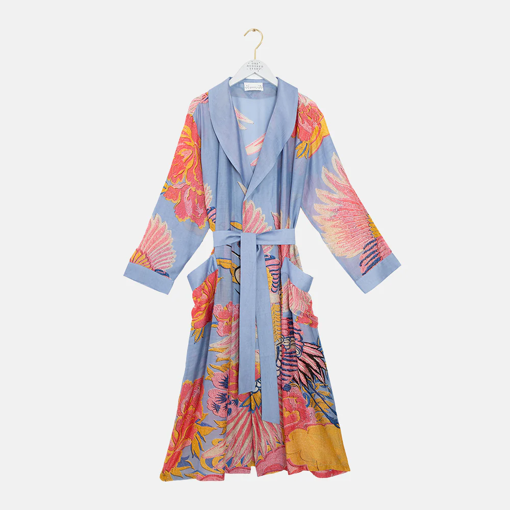 Pink & Blue Crane Dressing Gown
