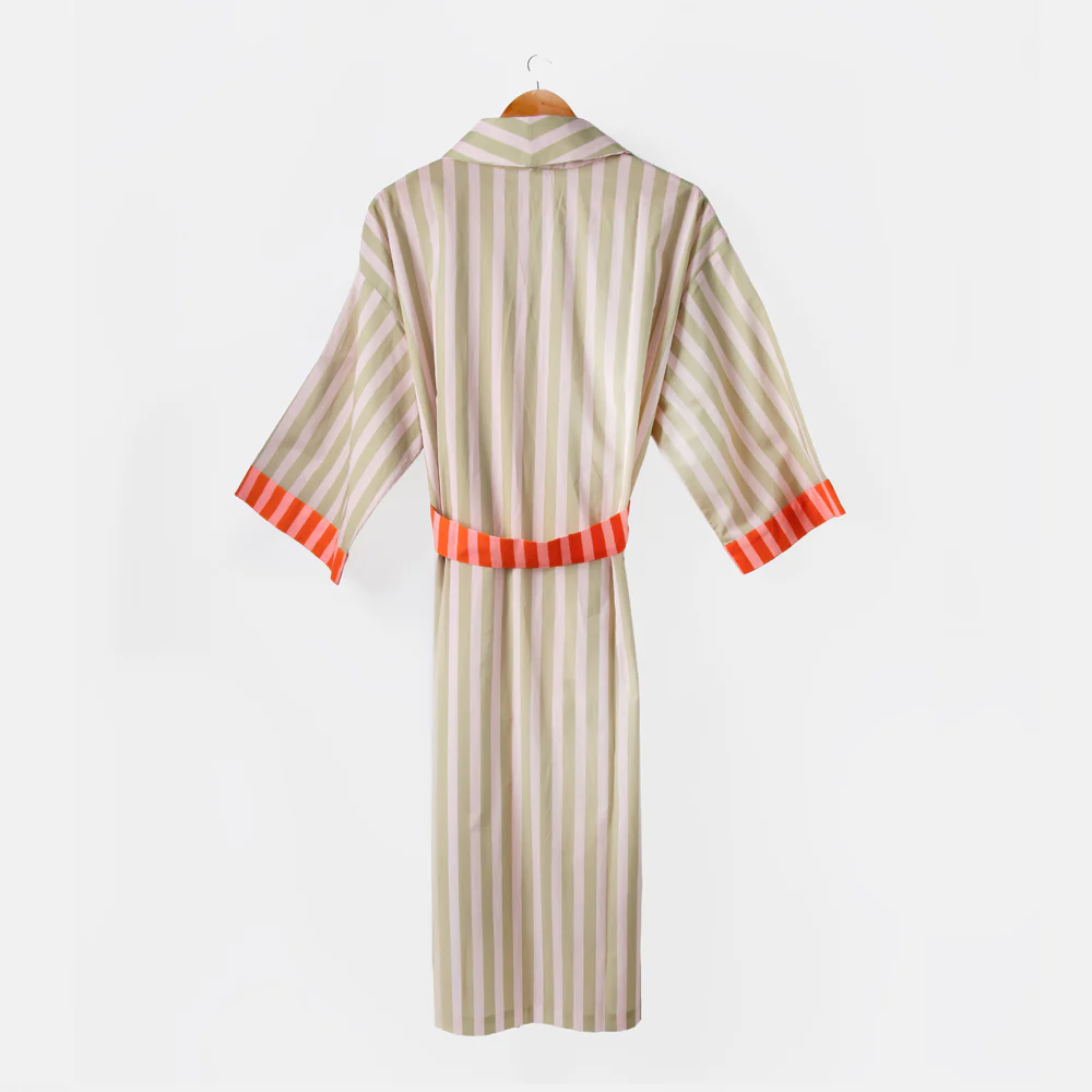 Pink/Green Stripe Cotton Dressing Gown - Image 5