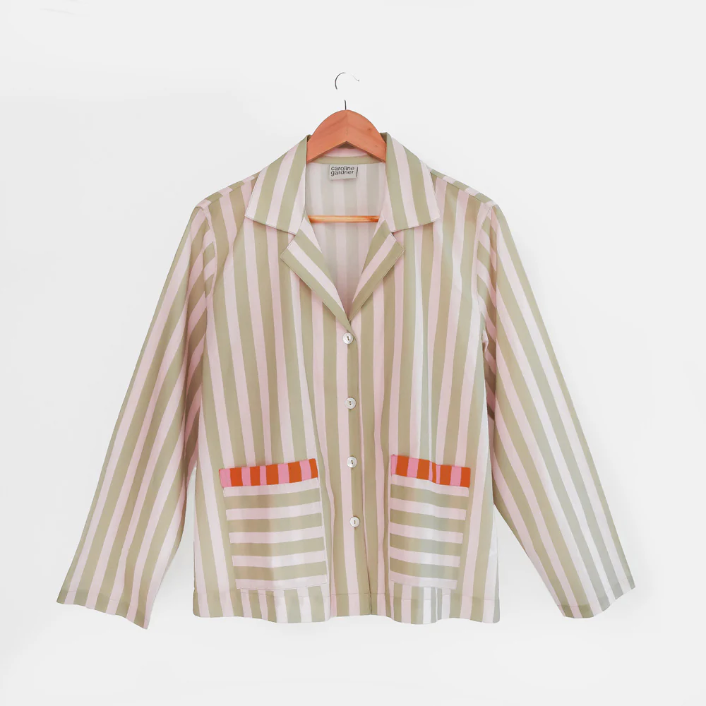 Pink/Green Stripe Cotton Pyjama Shirt