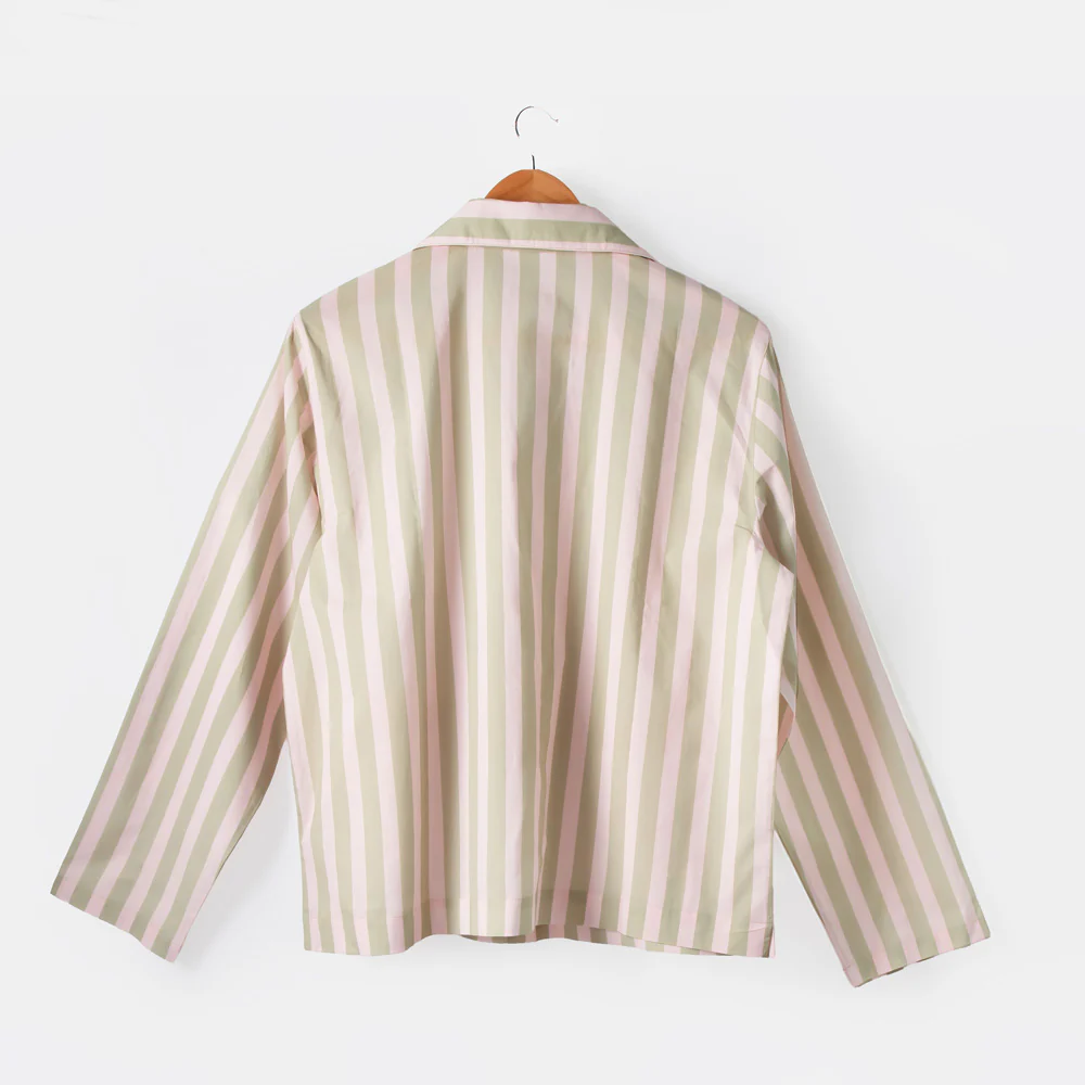 Pink/Green Stripe Cotton Pyjama Shirt - Image 6