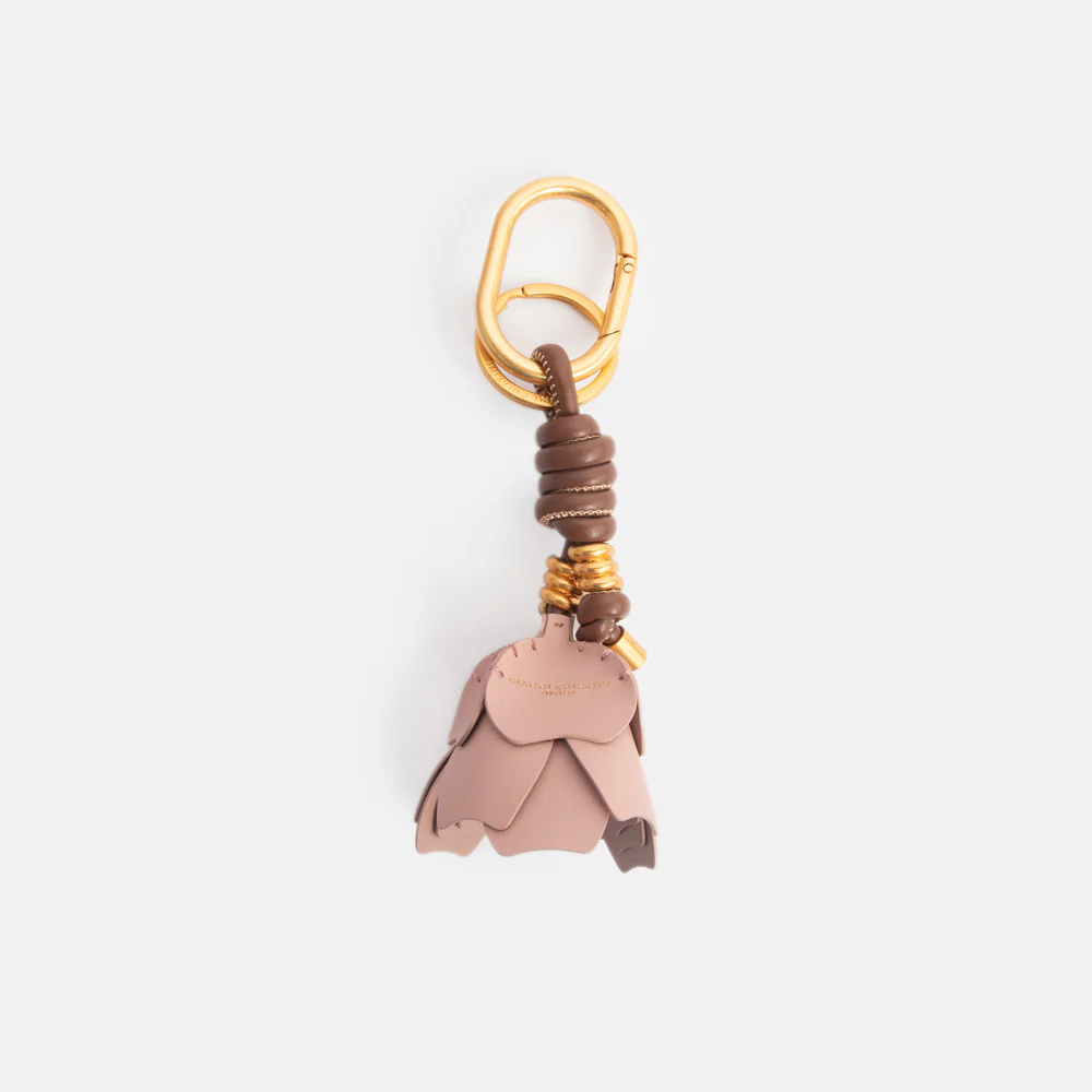Pink Leather Flower Bag Charm