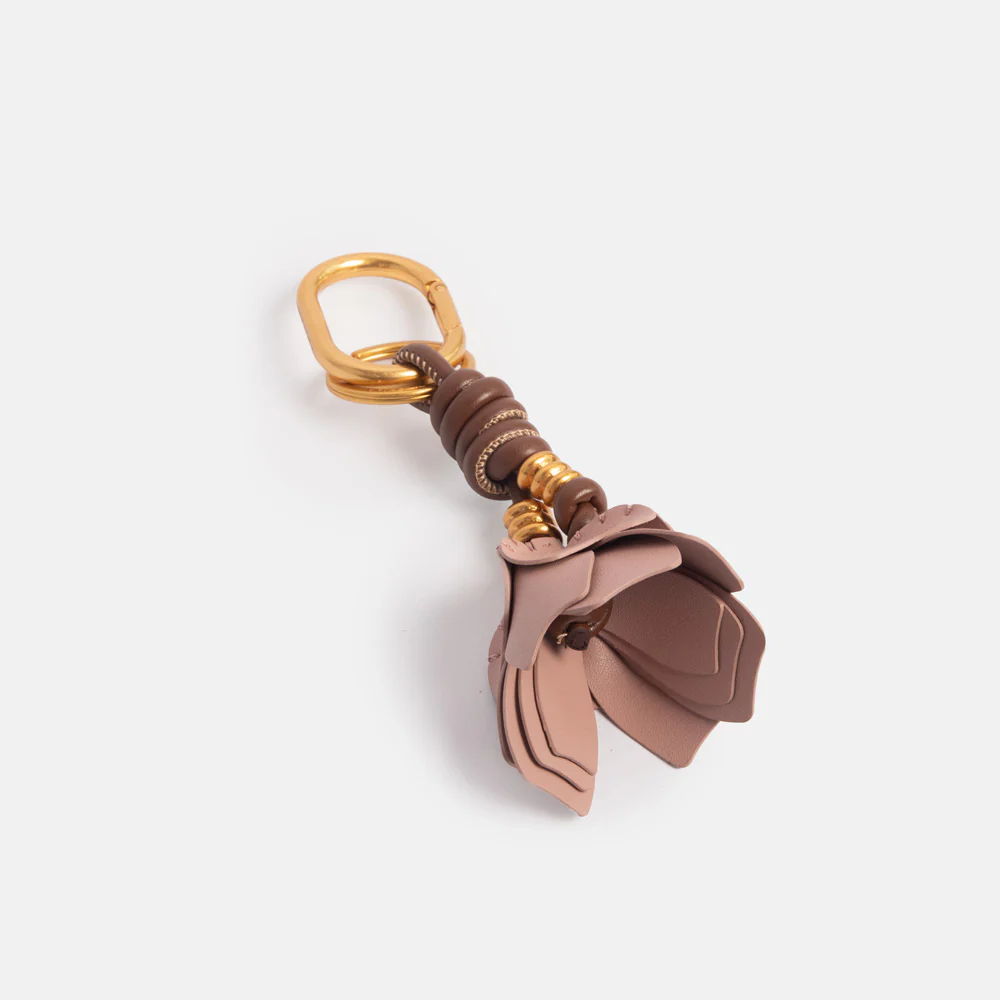 Pink Leather Flower Bag Charm - Image 2