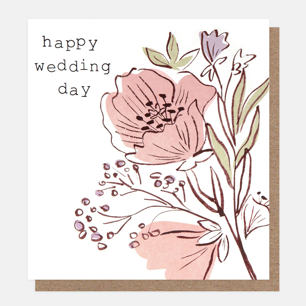 Pink & Lilac Flowers Wedding Card