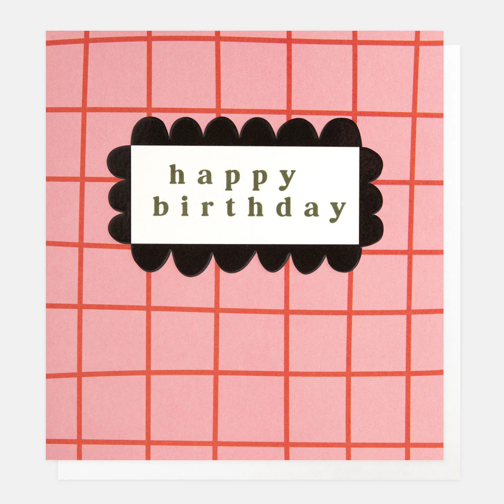 Pink/Orange Grid Birthday Card