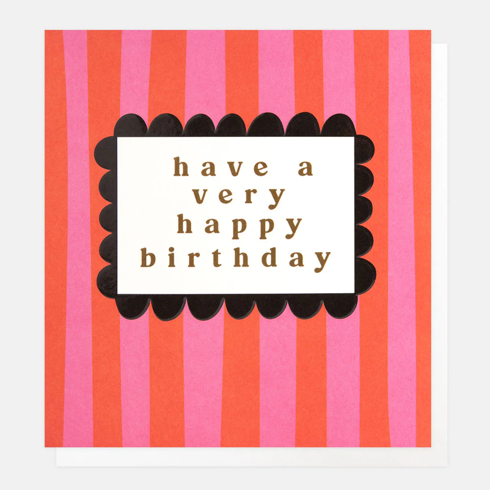 Pink/Orange Stripes Birthday Card