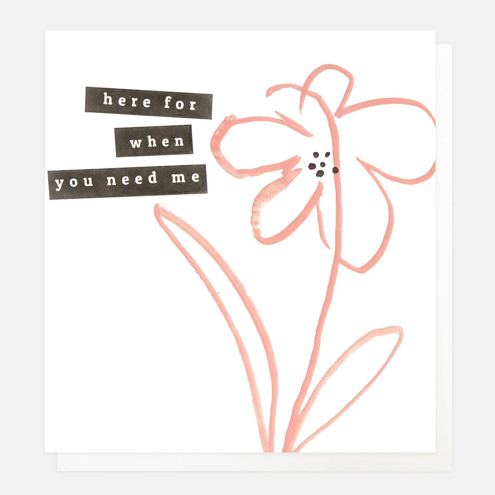 Pink Outline Flower Sympathy Card