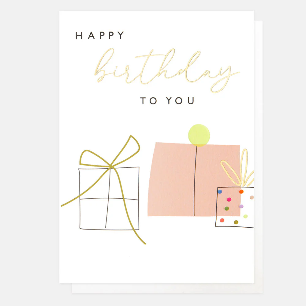 Pink Presents Birthday Card