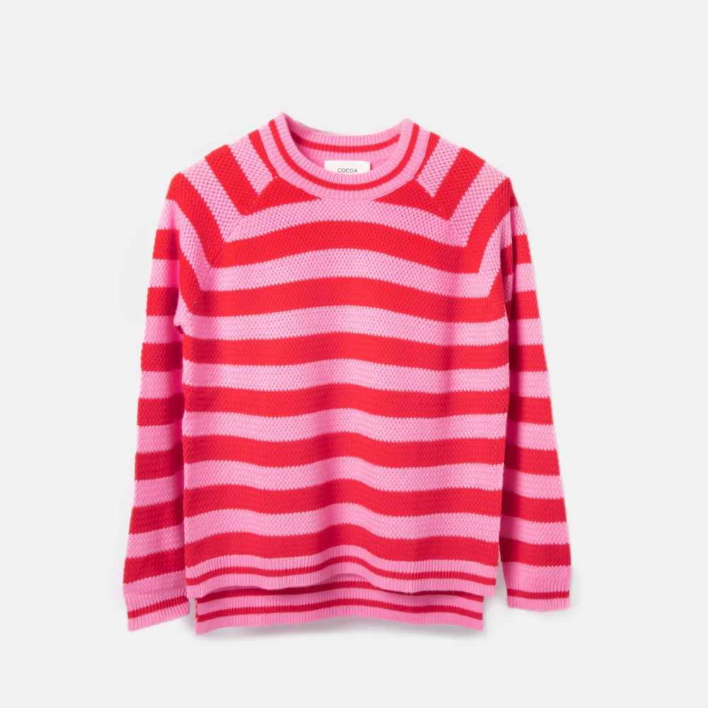 Pink/Red Stripe Cotton/Cashmere Jumper