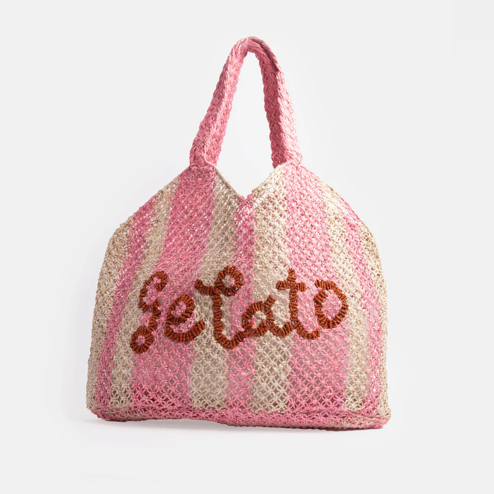 Pink Stripe Gelato Jute Shopper Bag