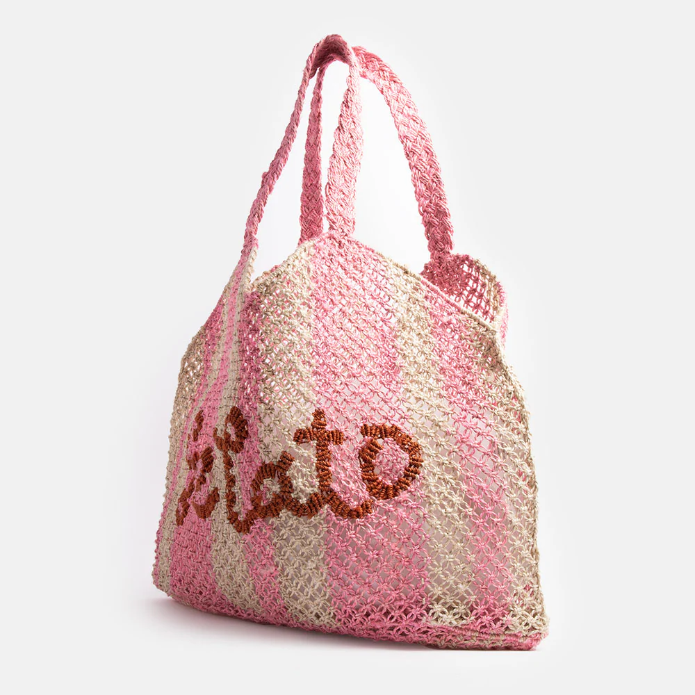 Pink Stripe Gelato Jute Shopper Bag - Image 2