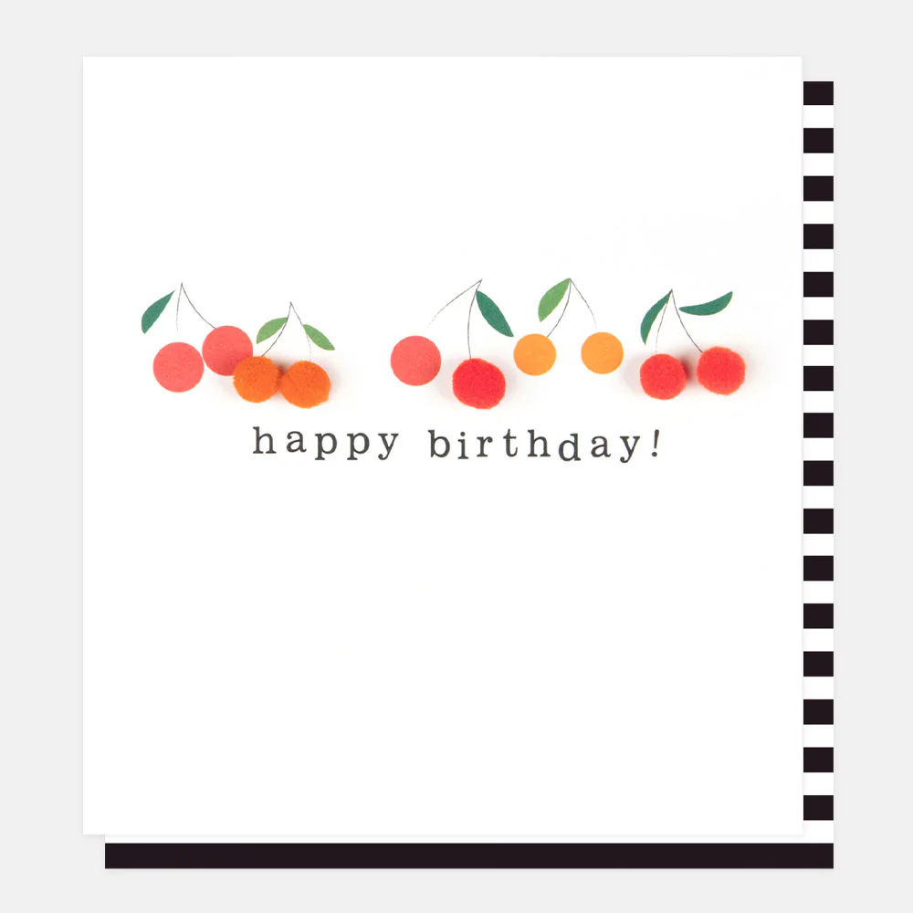 Pom Pom Cherries Birthday Card