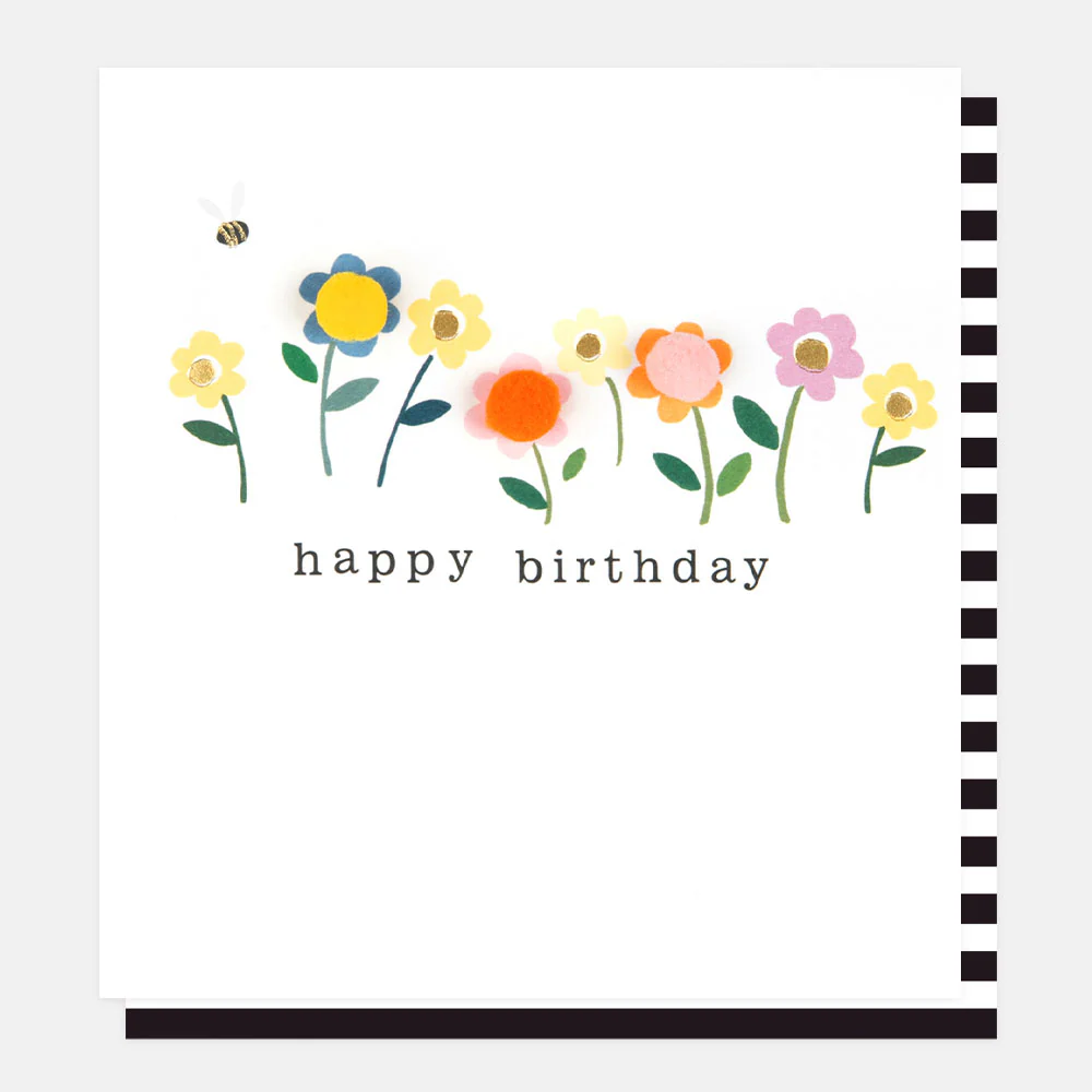 Pom Pom Flowers Birthday Card