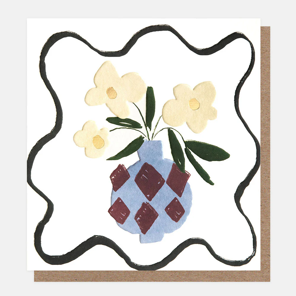 Purple Vase Wavy Border Everyday Card