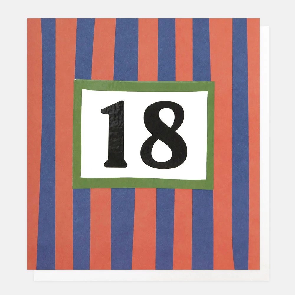 Red/Blue Stripe 18th Birthday Card