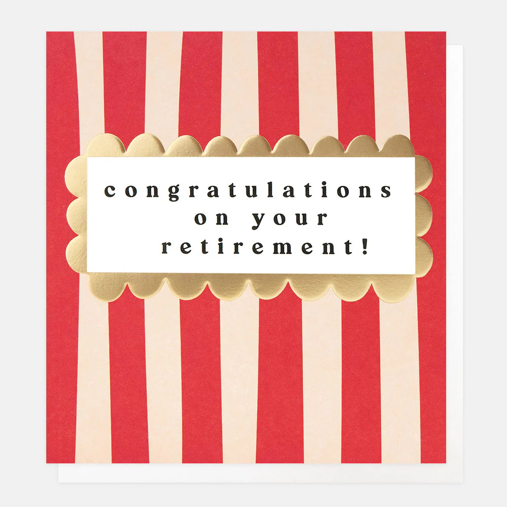 Red & Cream Stripe Retirement Card