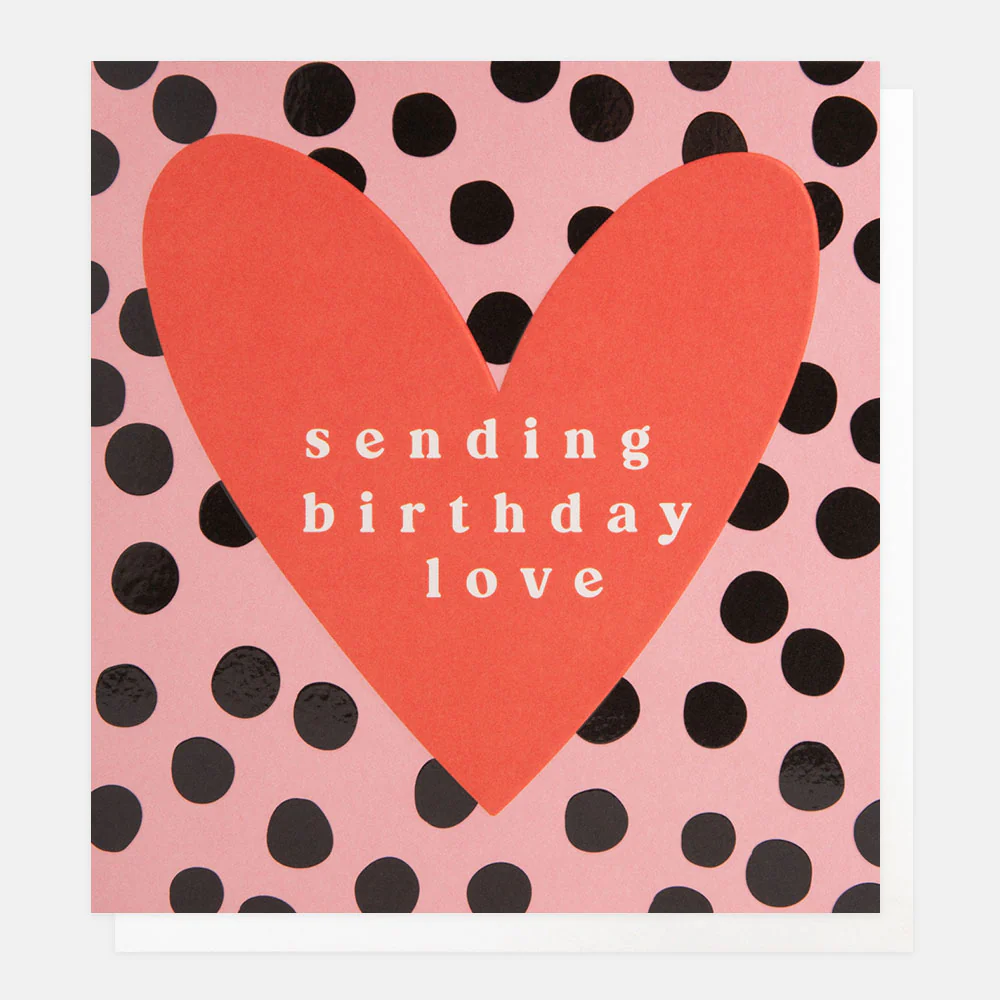 Red Heart On Dots Birthday Love Card