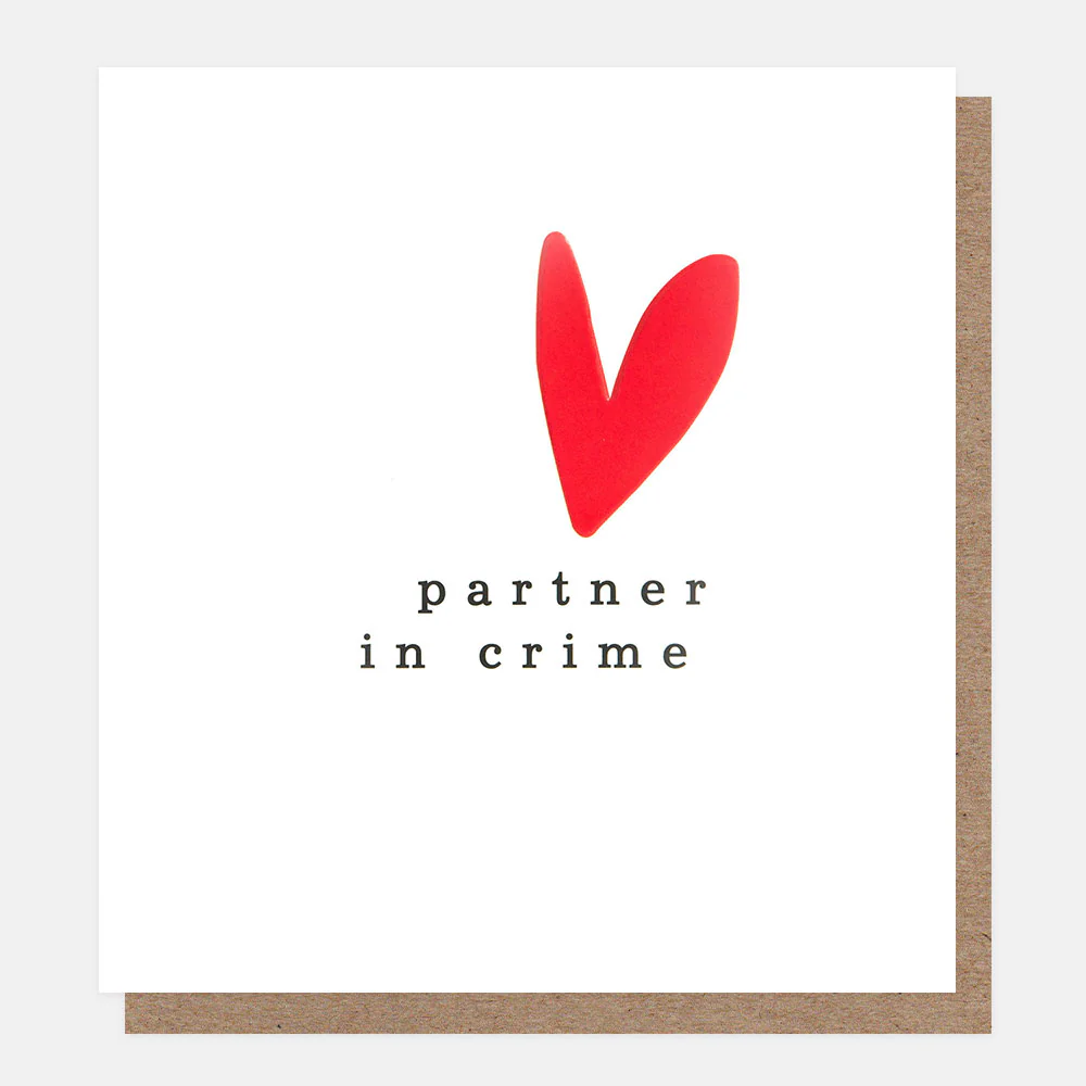 Red Love Heart Partner In Crime Card