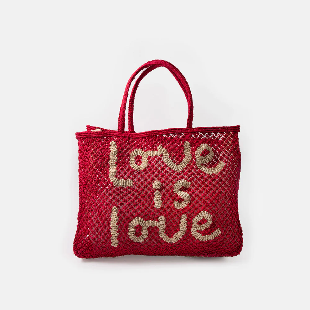 Red Love Is Love Jute Shopper Bag