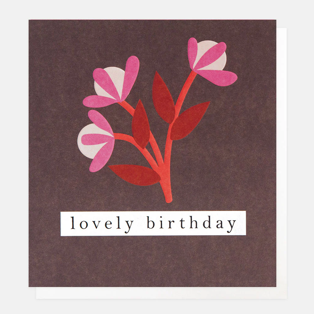 Red & Pink Flower Lovely Birthday Card