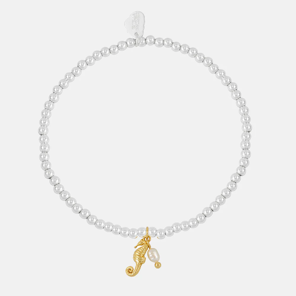 Silver & Gold Seahorse/Pearl Bracelet