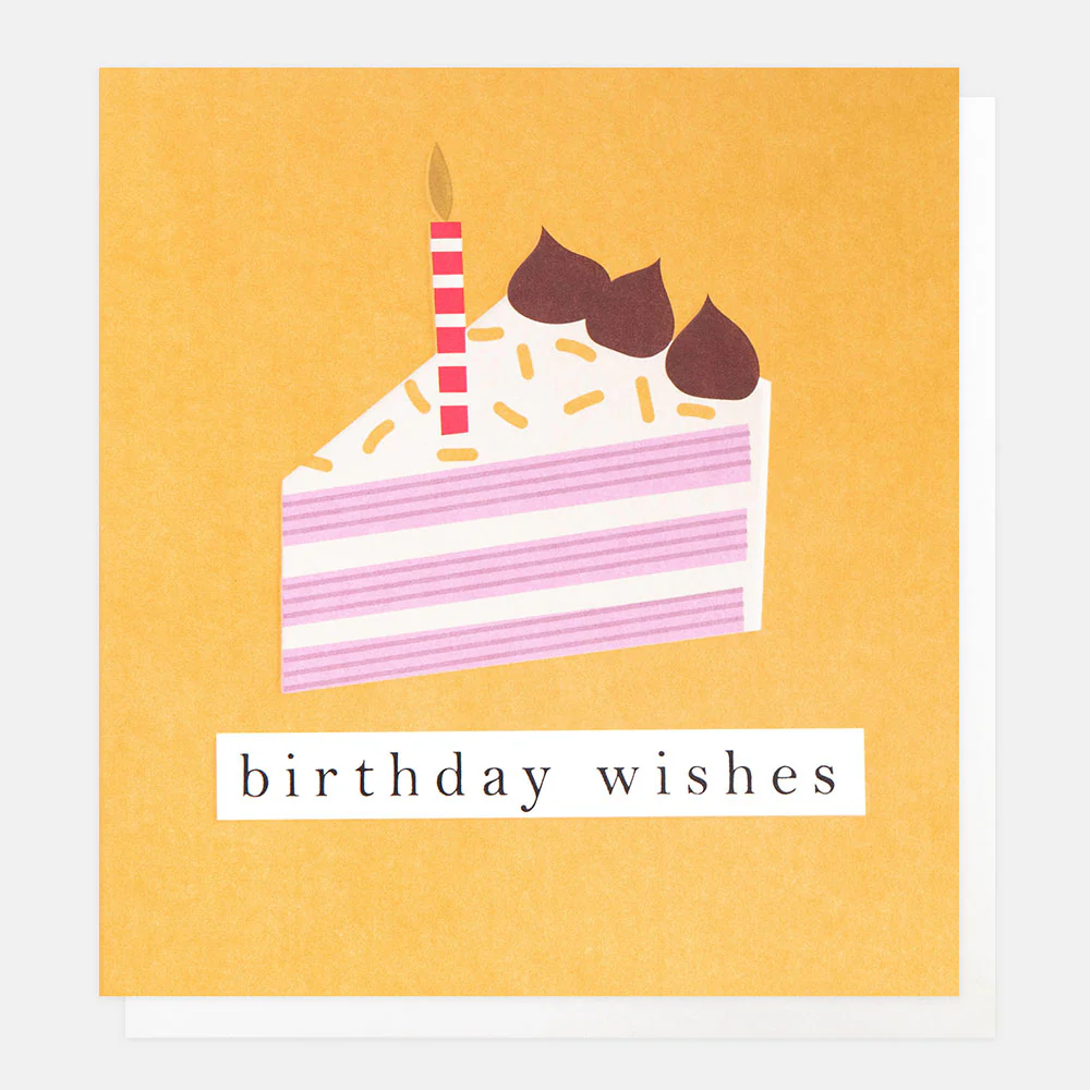 Slice of Cake On Yellow Birthday Card