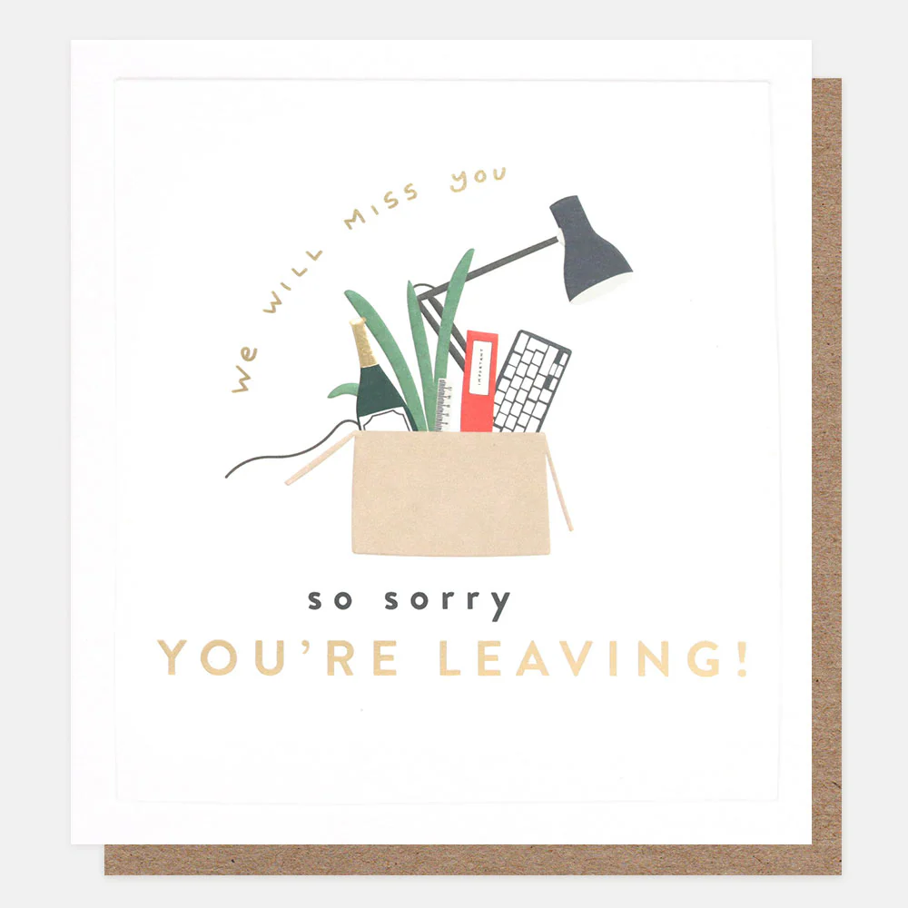 Box Packed Sorry You're Leaving Card